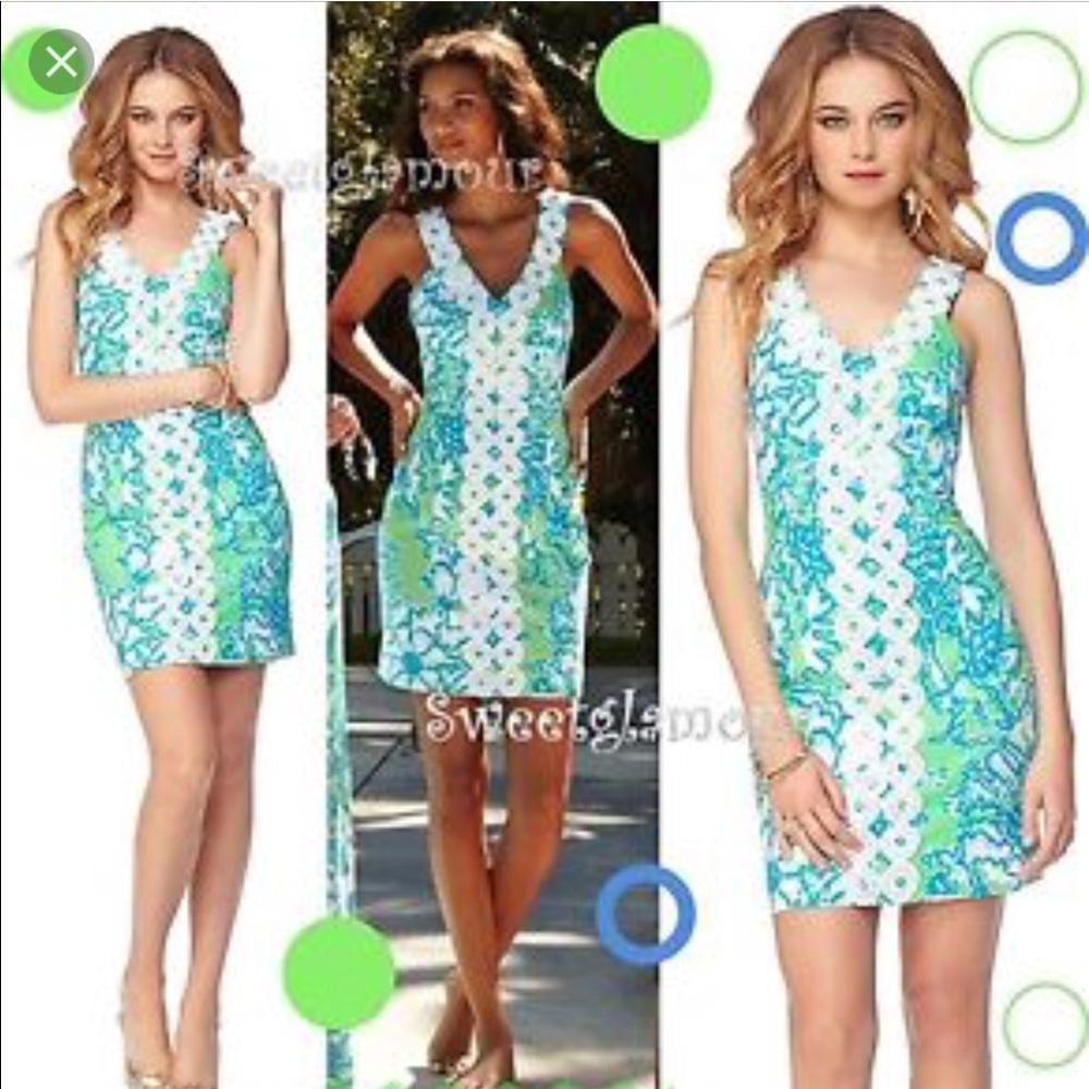 Lilly Pulitzer green/blue floral design dress
